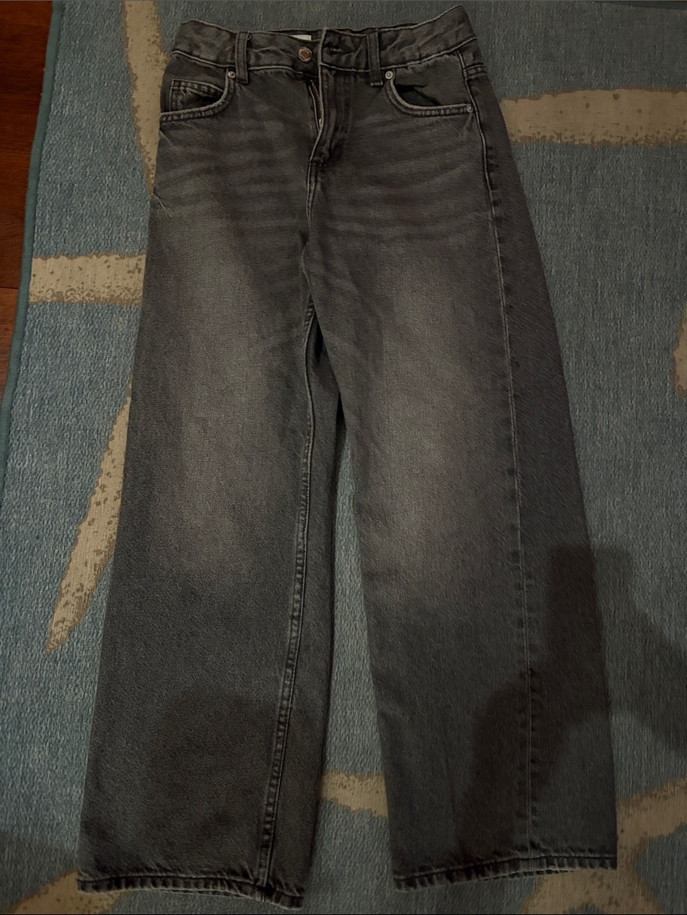 Zara Wide-Leg High-Rise Jeans — Black Gray Wash